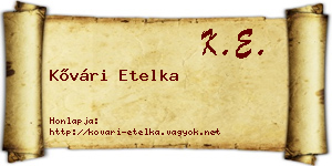 Kővári Etelka névjegykártya